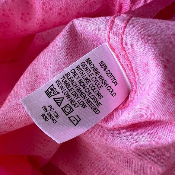 Izod 100% Cotton Pink Ruffle Button Up Medium - Picture 9 of 11